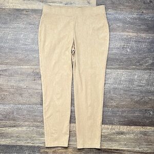 Chico's tan faux suede elastic waist legging pants size 8 medium B104